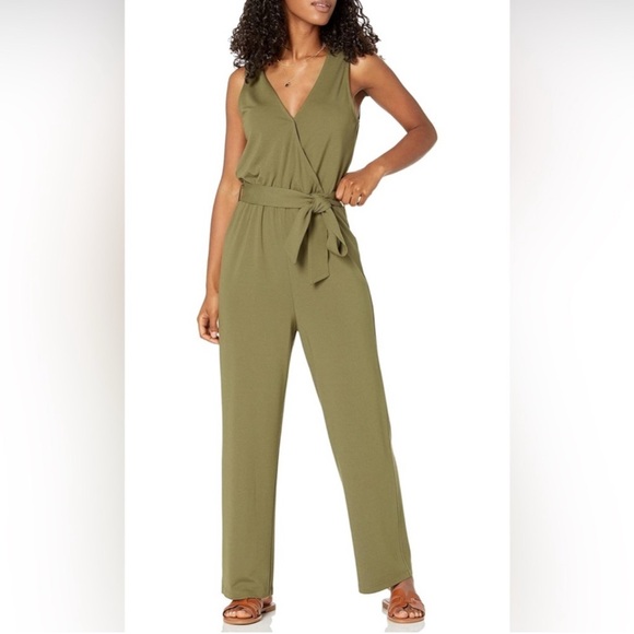 The Drop Pants - The Drop Women's @caralynmirand Sleeveless Wrap Jumpsuit Army Green
